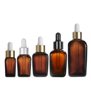 Square glass bottles with dropper